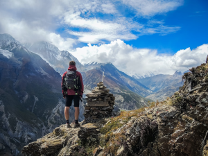 A person on a hiking trip.