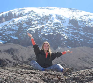 A person resting during a hiking tour.