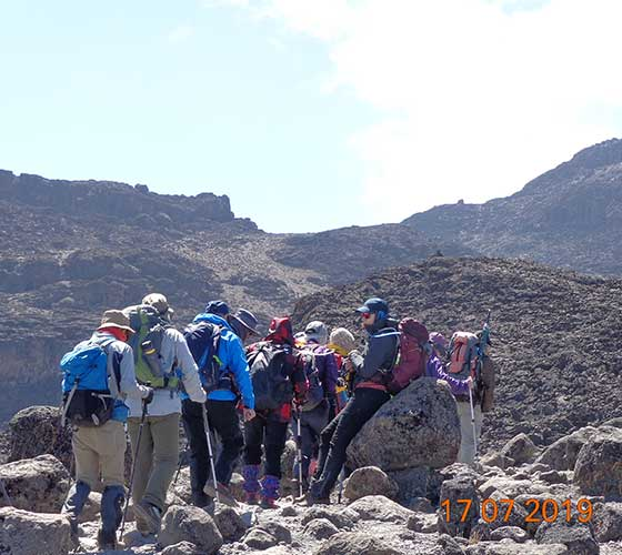 People during a hiking trip.